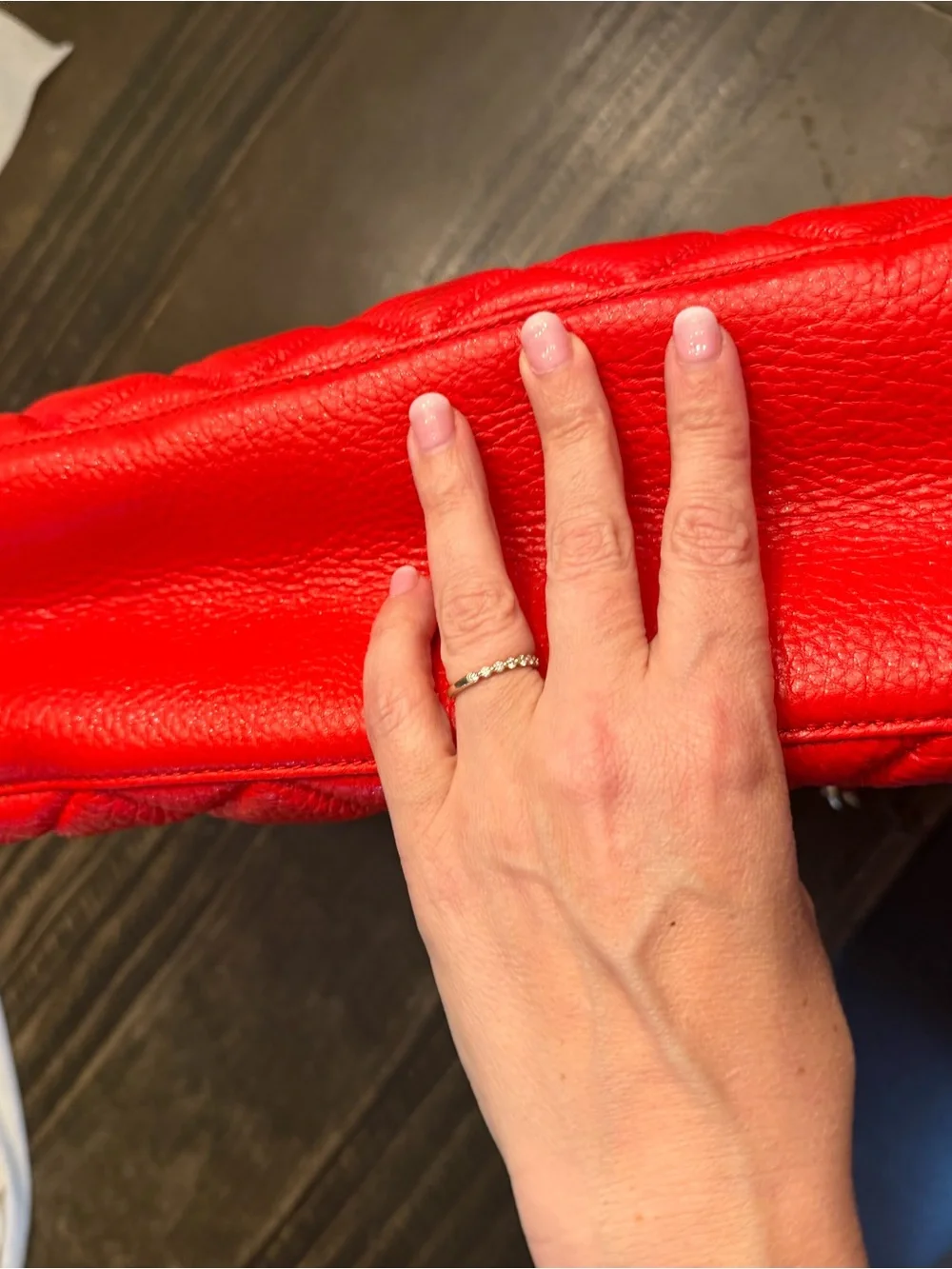 Kate Spade Quilted Red Tote Bag with Gold Chain Handles